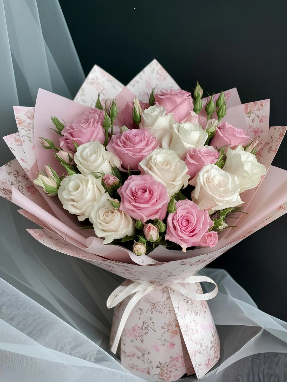 15 Mix Pink White Rose